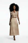 Embroidered Co-Ord Set of Crop Top & Skirt