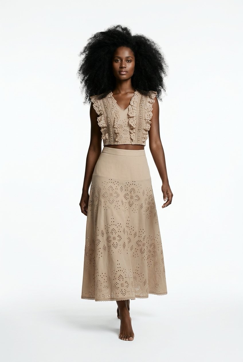 Embroidered Co-Ord Set of Crop Top & Skirt
