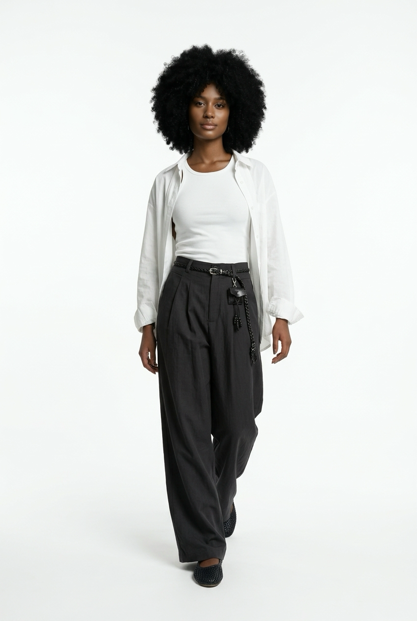 Double Pleated Straight Cut Trouser