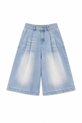 Pleated Denim Capris