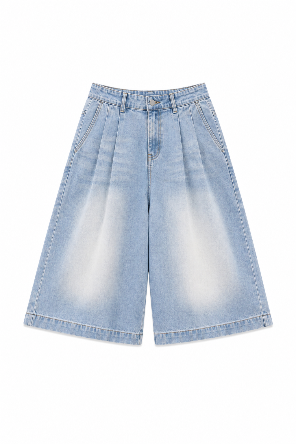 Pleated Denim Capris