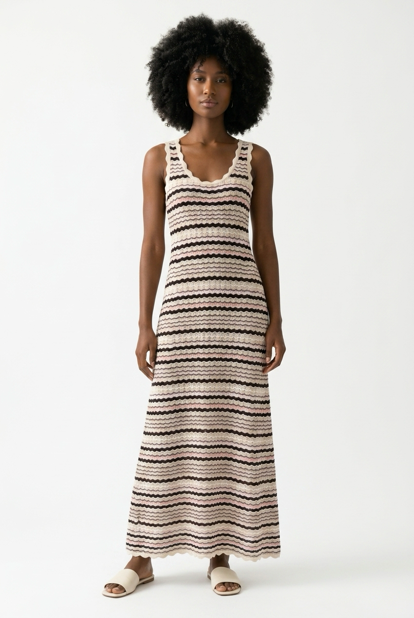 Crochet Stripe Maxi Dress