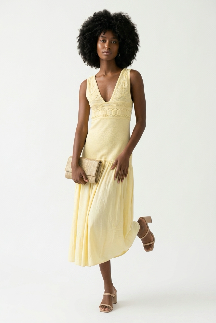 Deep V Knit Dress