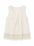 Lace Trim Linen Top