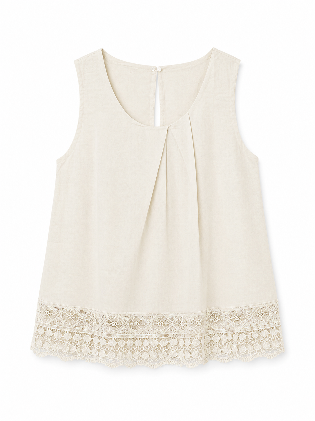 Lace Trim Linen Top