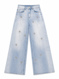 Crystal Bloom Wide Leg Jeans