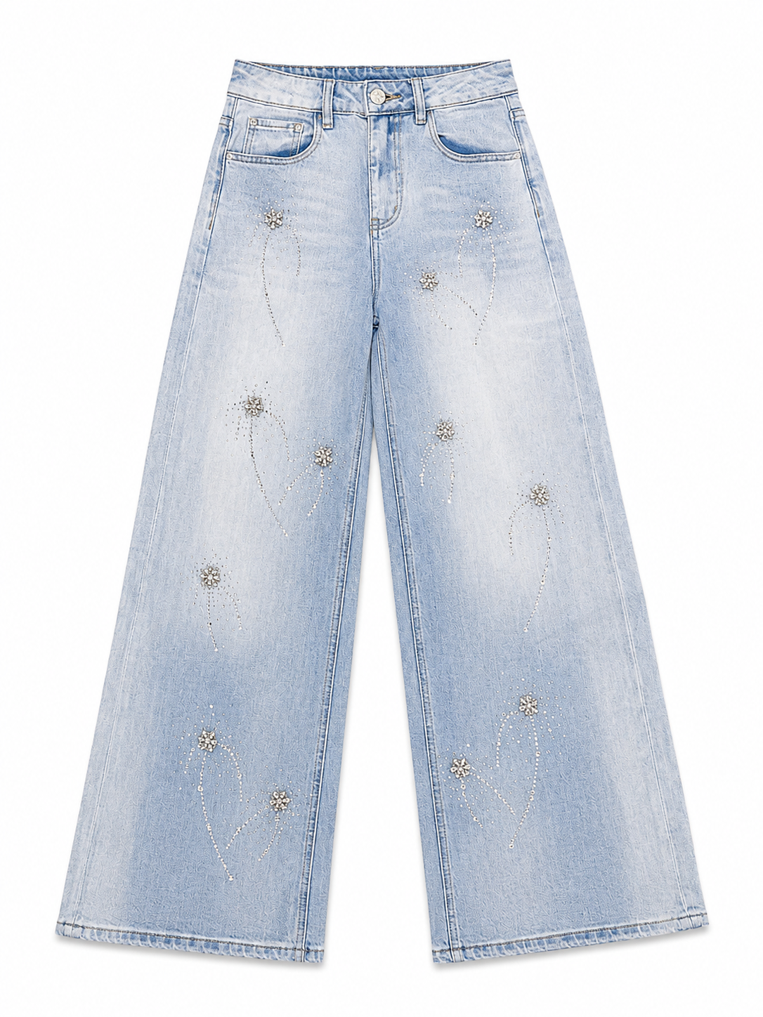 Crystal Bloom Wide Leg Jeans