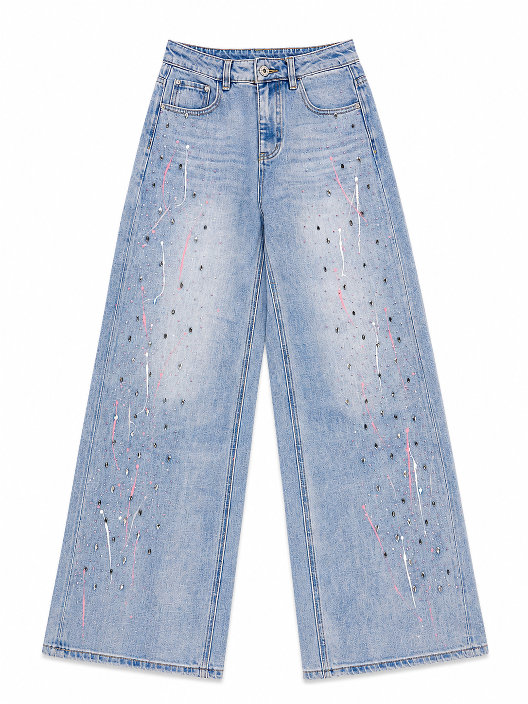 Paint Splash Wide Leg Jeans