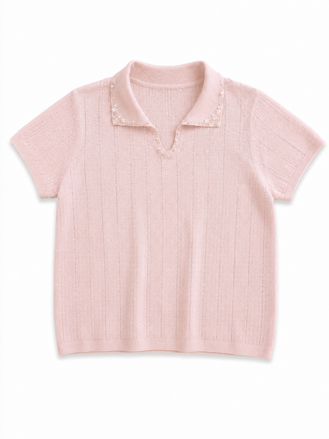 Pearl Collar Knit Top
