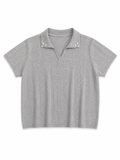 Pearl Collar Knit Top