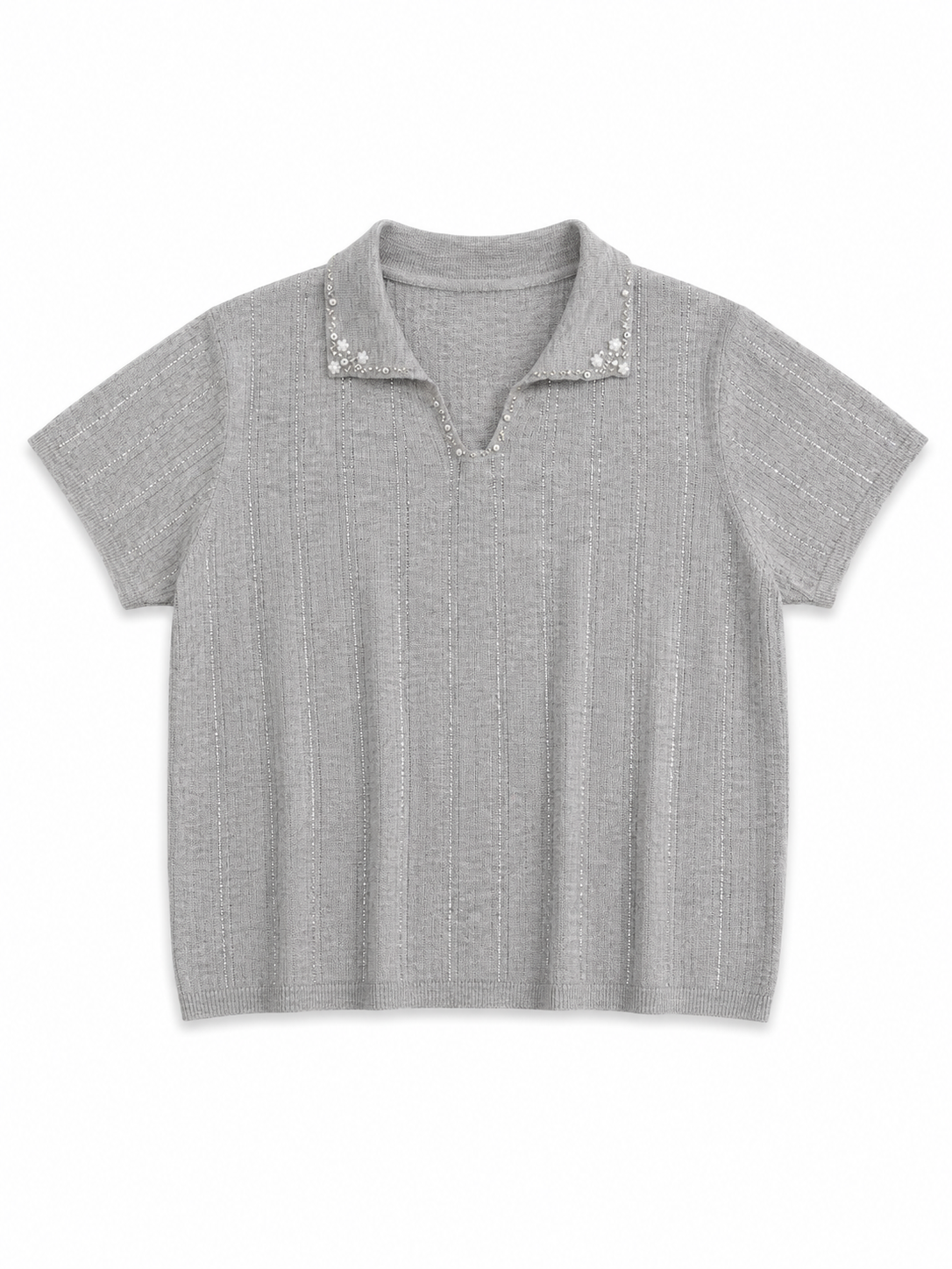 Pearl Collar Knit Top