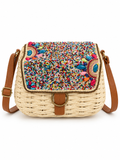 Beaded Raffia Crossbody Bag