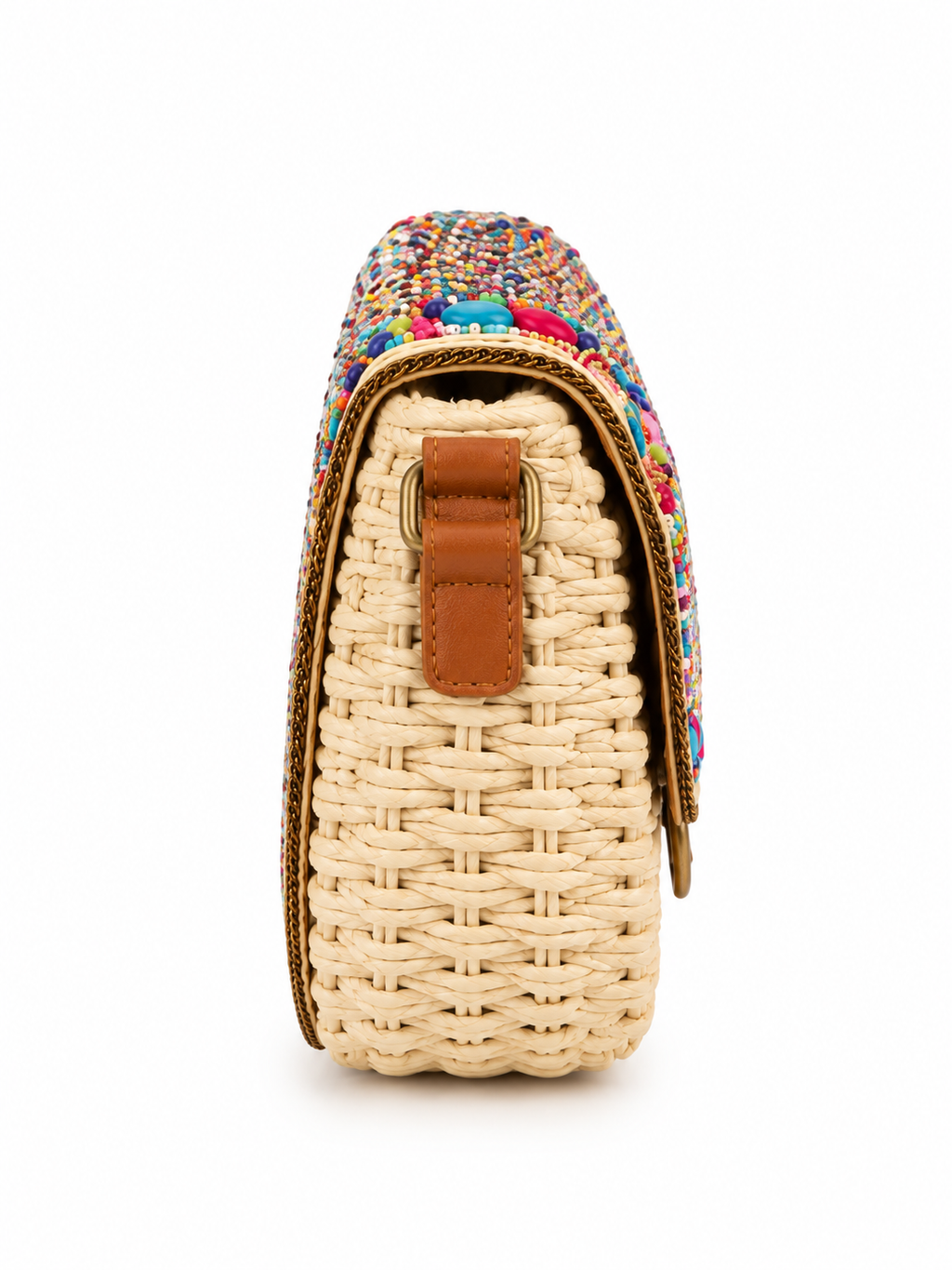 Beaded Raffia Crossbody Bag