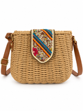 Beaded Raffia Crossbody Bag