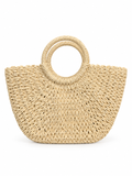 Natural Woven Raffia Ring Handle bag