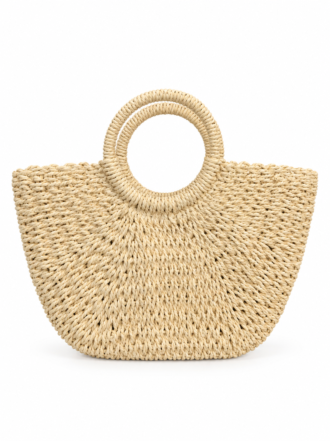 Natural Woven Raffia Ring Handle bag