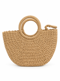 Natural Woven Raffia Ring Handle bag