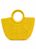 Natural Woven Raffia Ring Handle bag