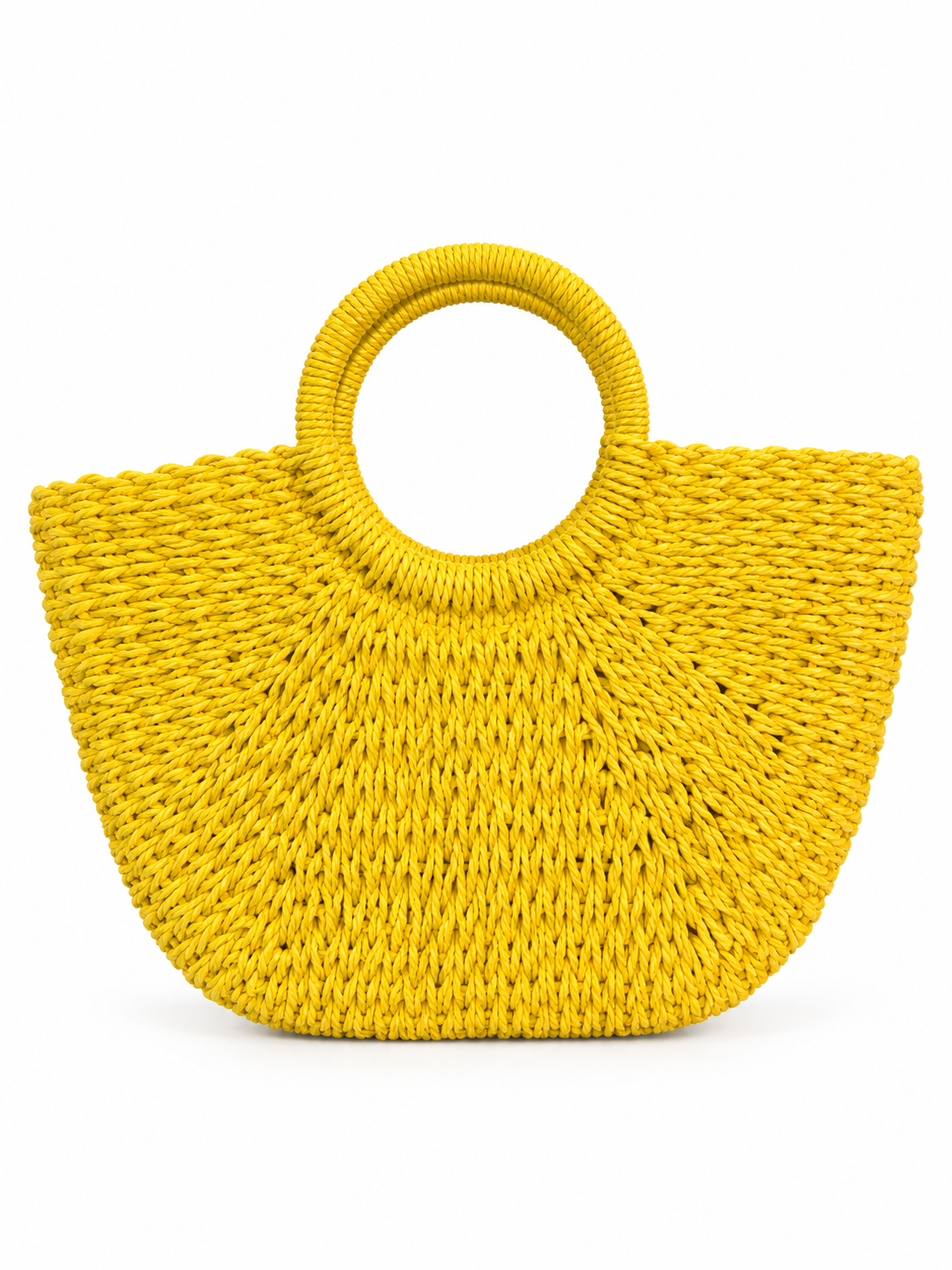 Natural Woven Raffia Ring Handle bag