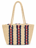 Striped Woven Raffia Bag