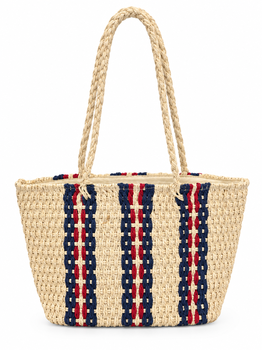 Striped Woven Raffia Bag