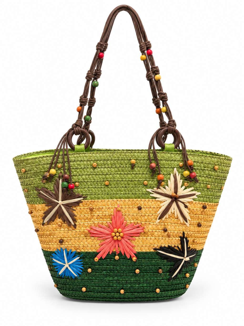 Tropical Floral Woven Straw Bag