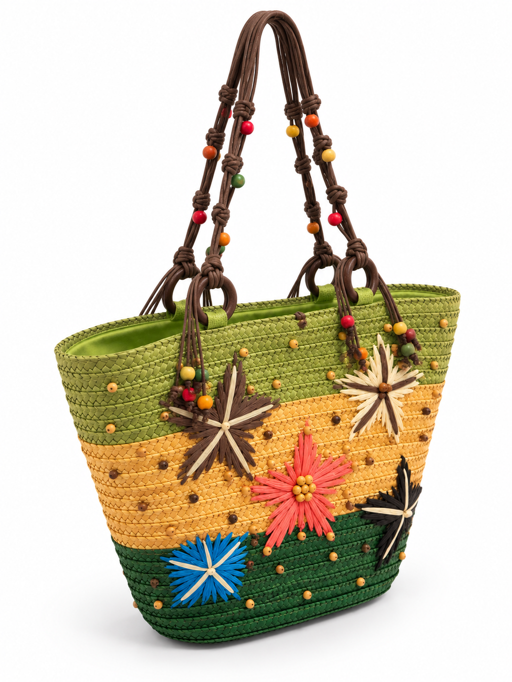 Tropical Floral Woven Straw Bag