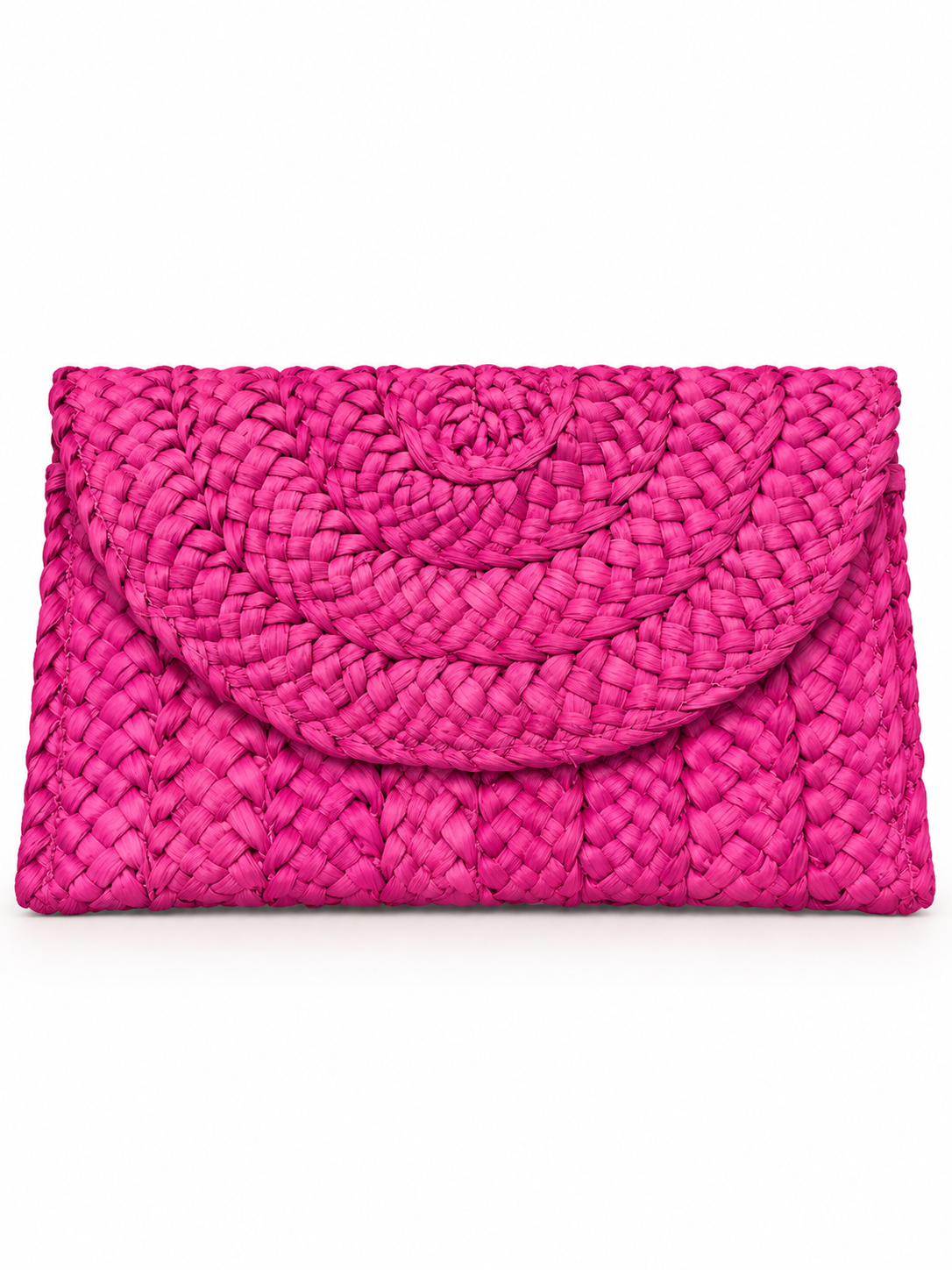 Braided Raffia Envelope Clutch Bag