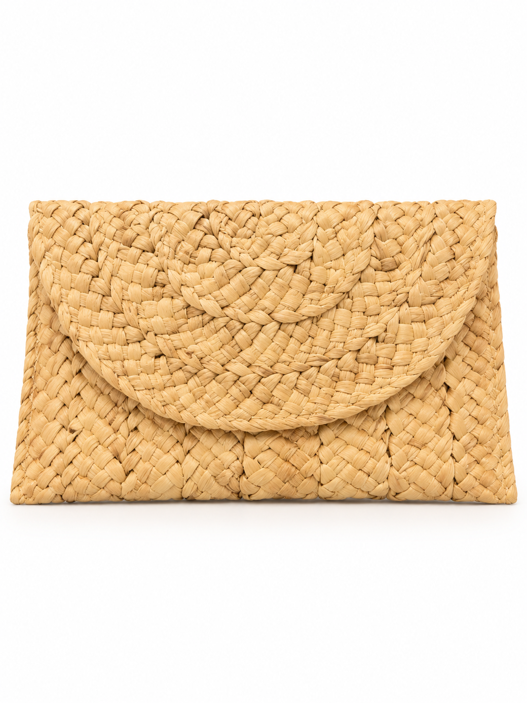 Braided Raffia Envelope Clutch Bag