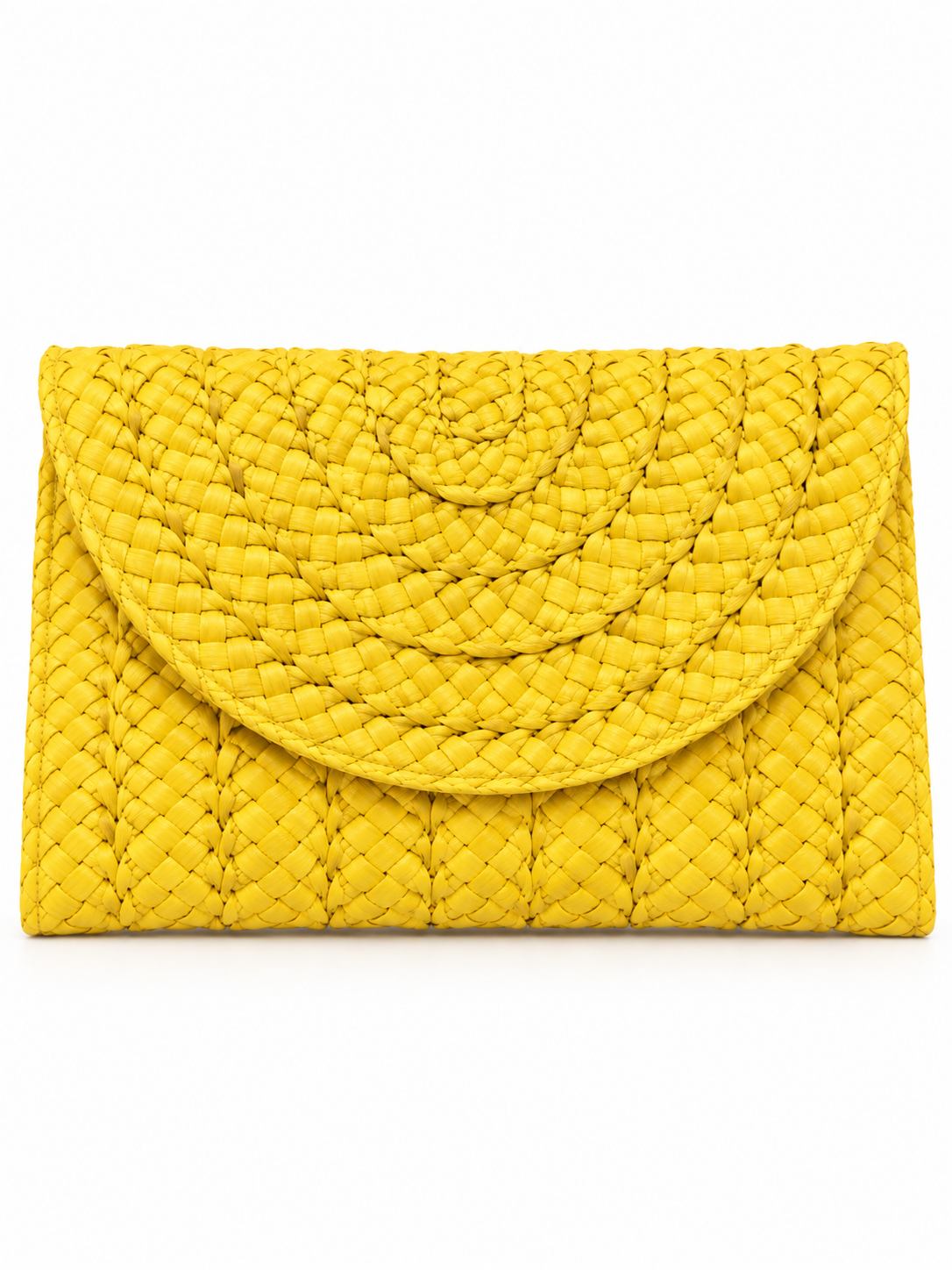 Braided Raffia Envelope Clutch Bag