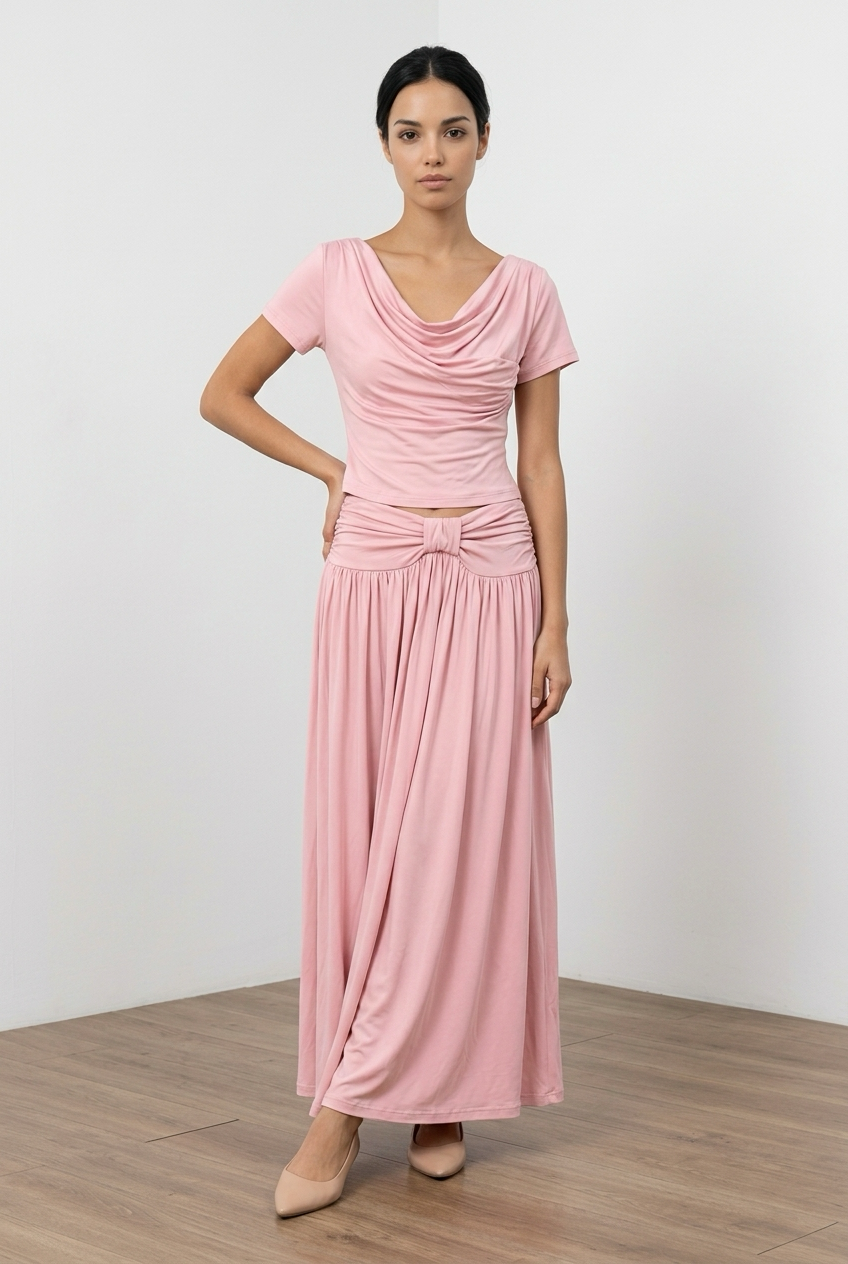 Co-Ord Set of Cotton Top & Skirt