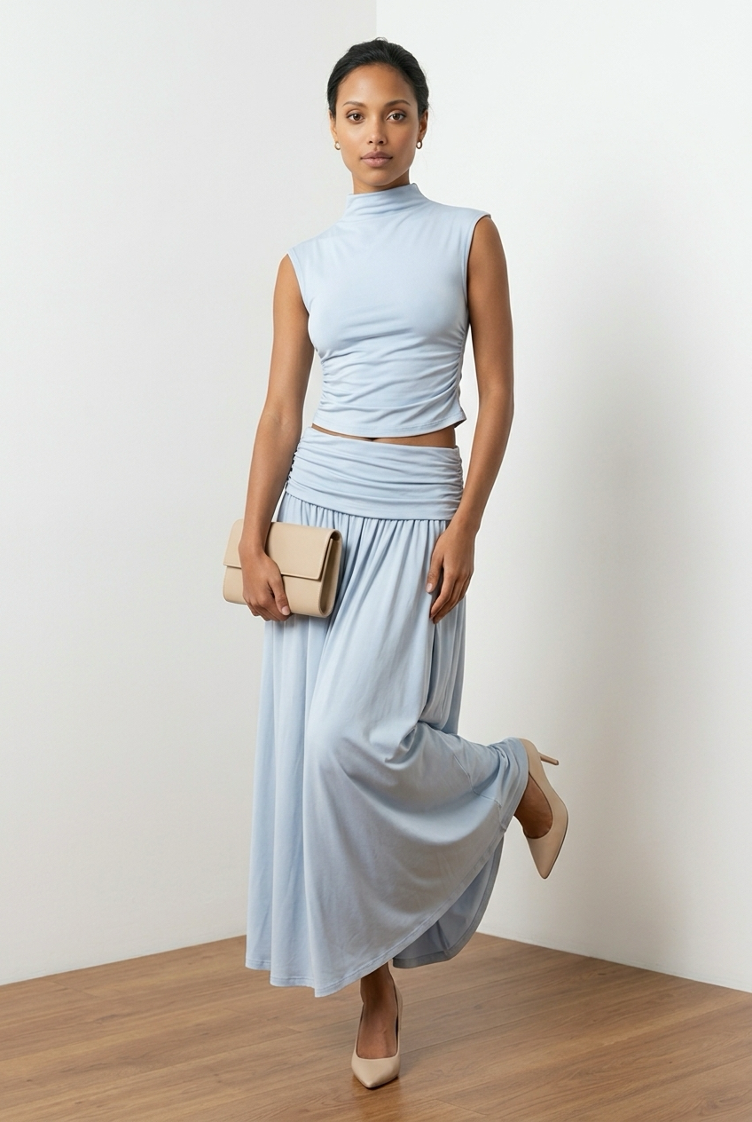 Co-Ord Set of Cotton Top & Skirt