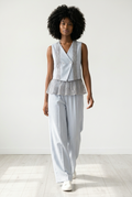 Co-Ord Set of Lace Trim Vest & Trousers