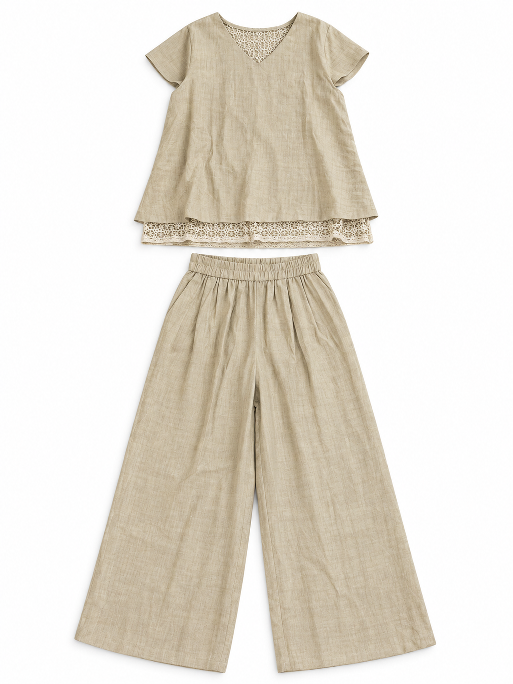 Co-Ord Set of Crochet Detail Top & Trouser