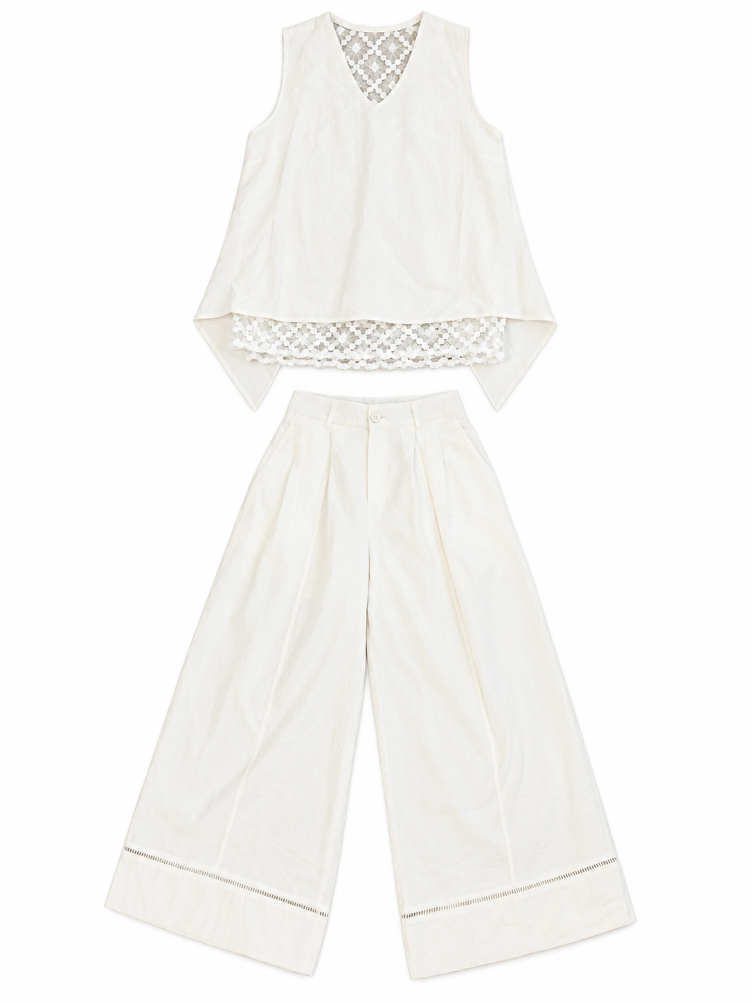 Co-Ord Set of Crochet Detail Top & Trouser