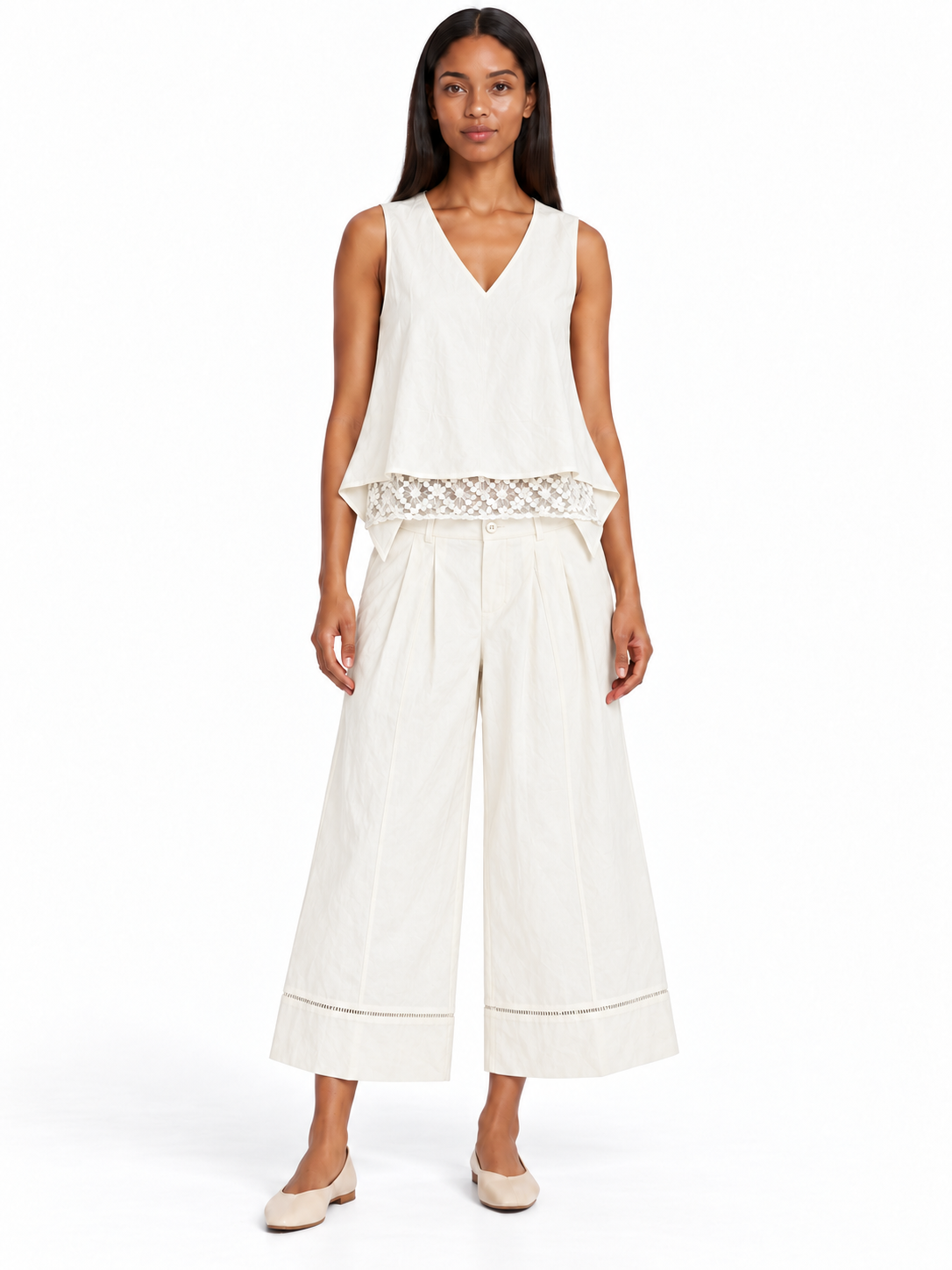 Co-Ord Set of Crochet Detail Top & Trouser