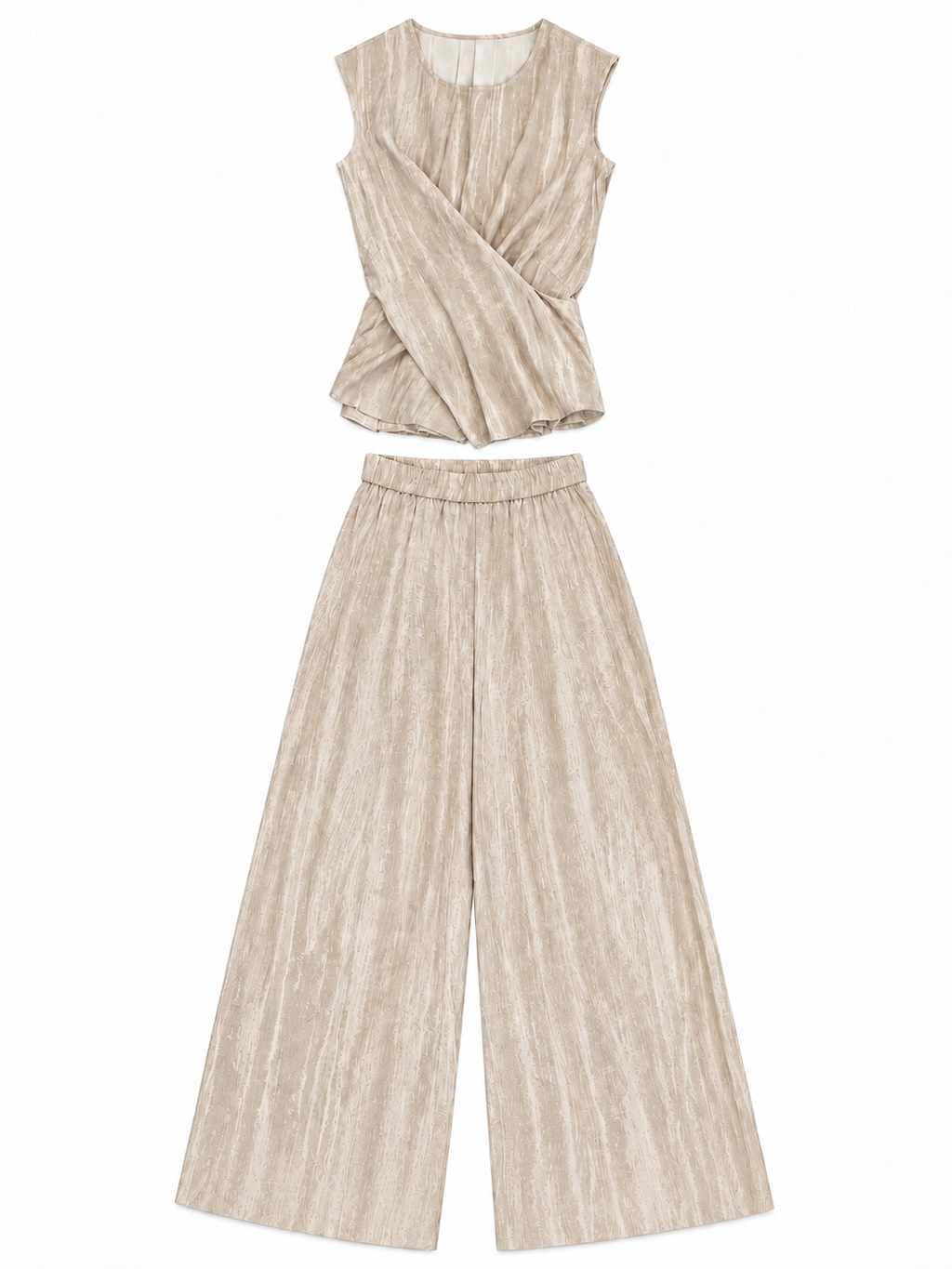 Textured Co-Set of Wrap Top & Trouser