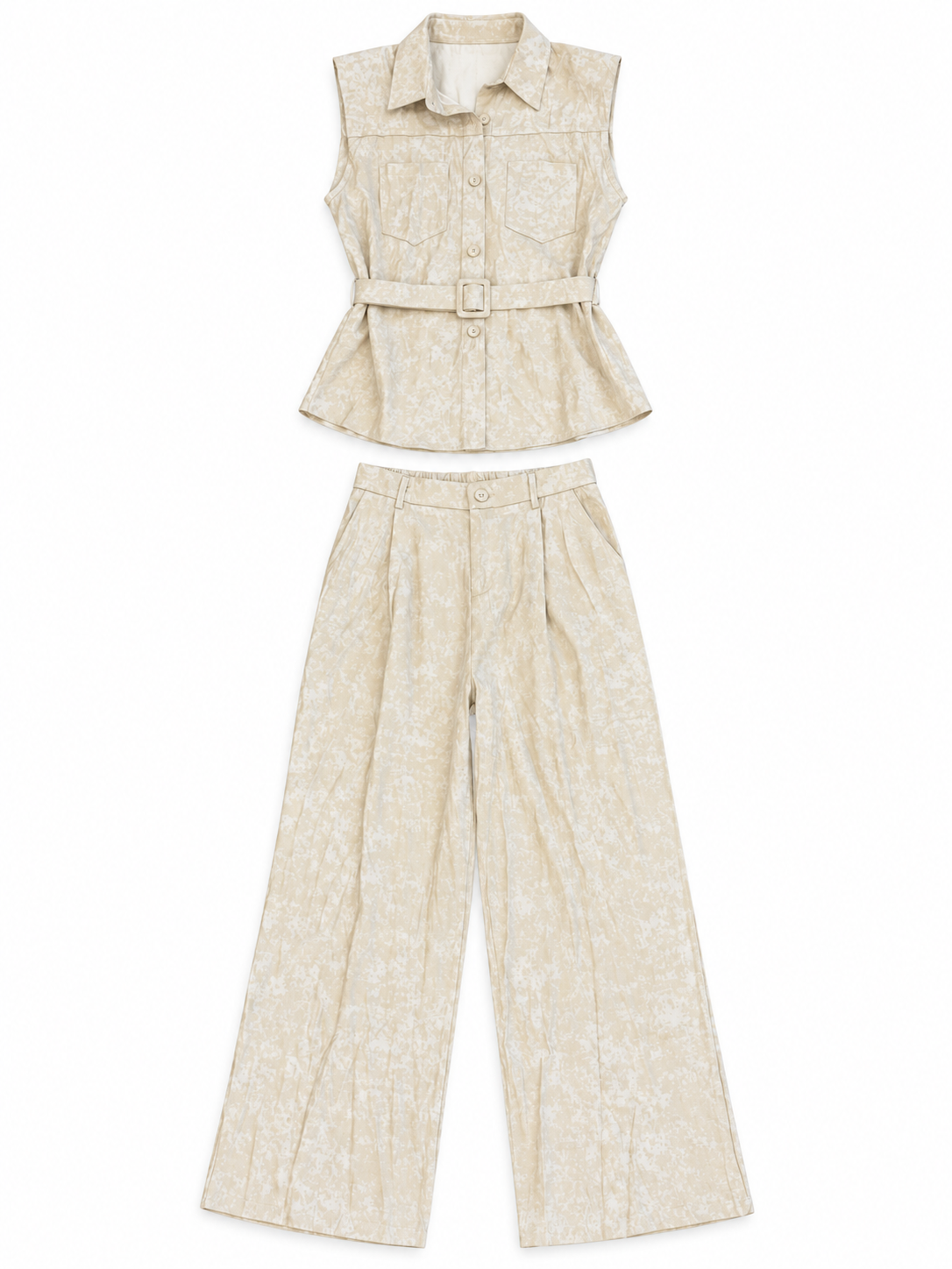 Textured Co-Set of Vest Top & Trouser