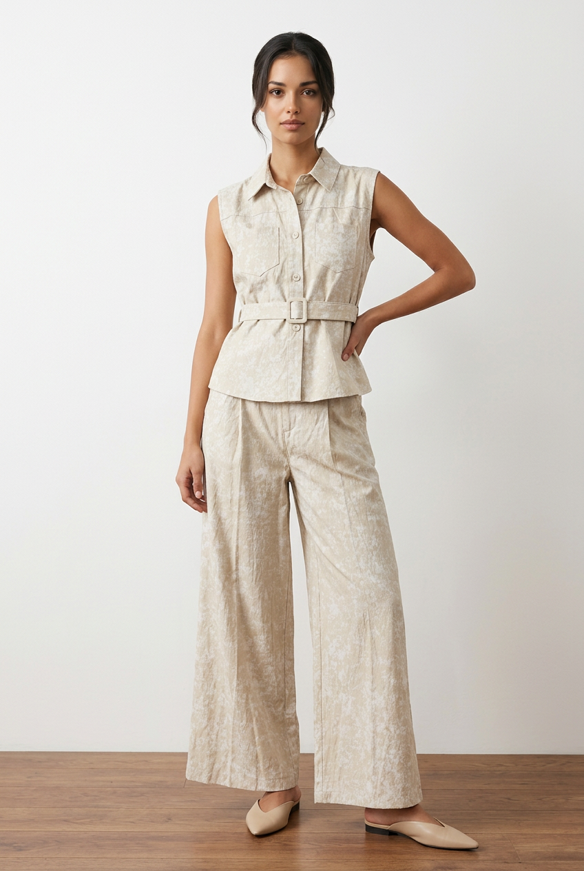 Textured Co-Set of Vest Top & Trouser