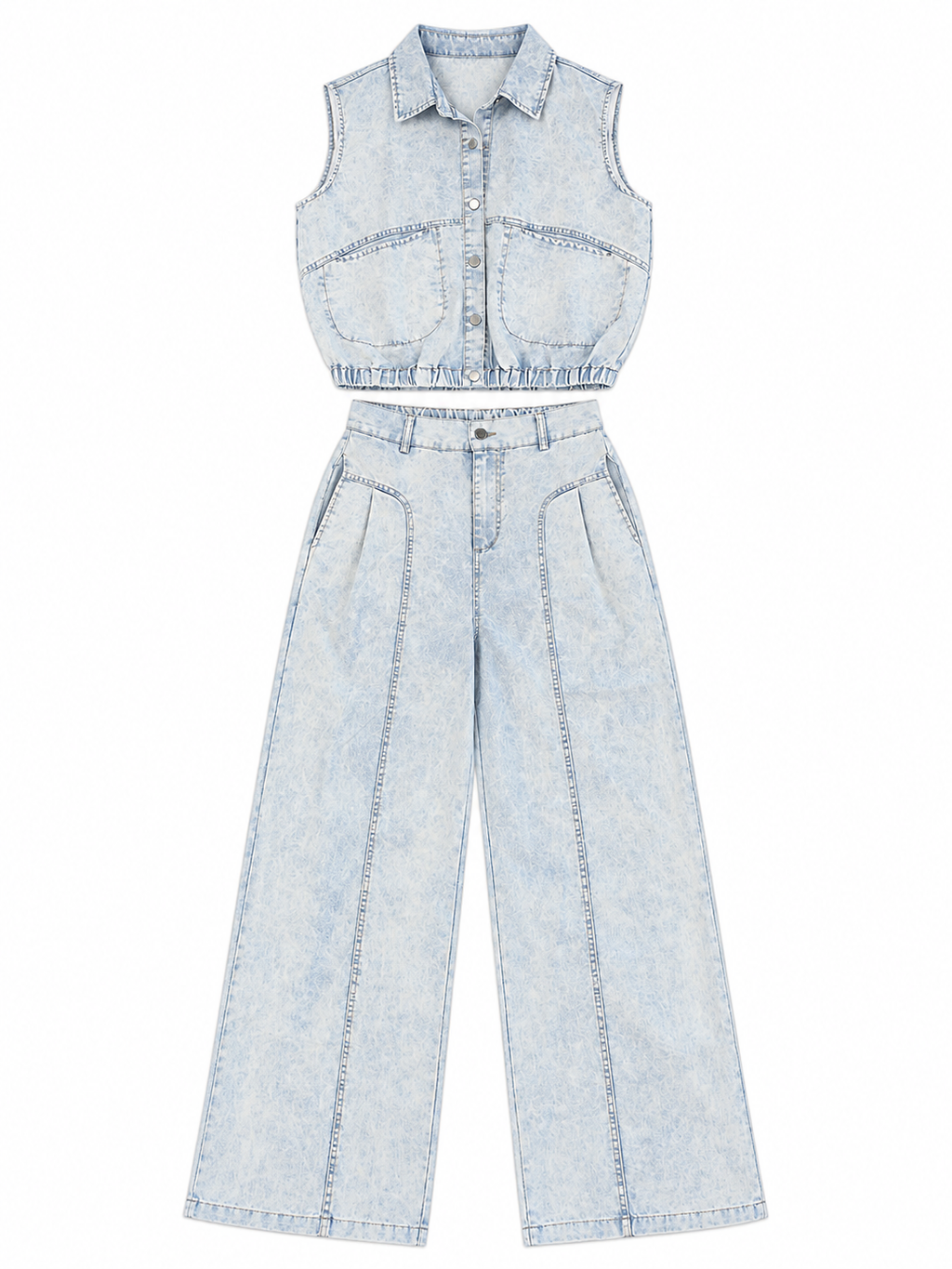 Cropped Denim Co-Ord Set