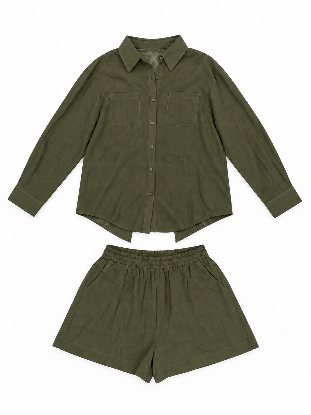 Co-Ord Set of shirt with Lace Details & Short