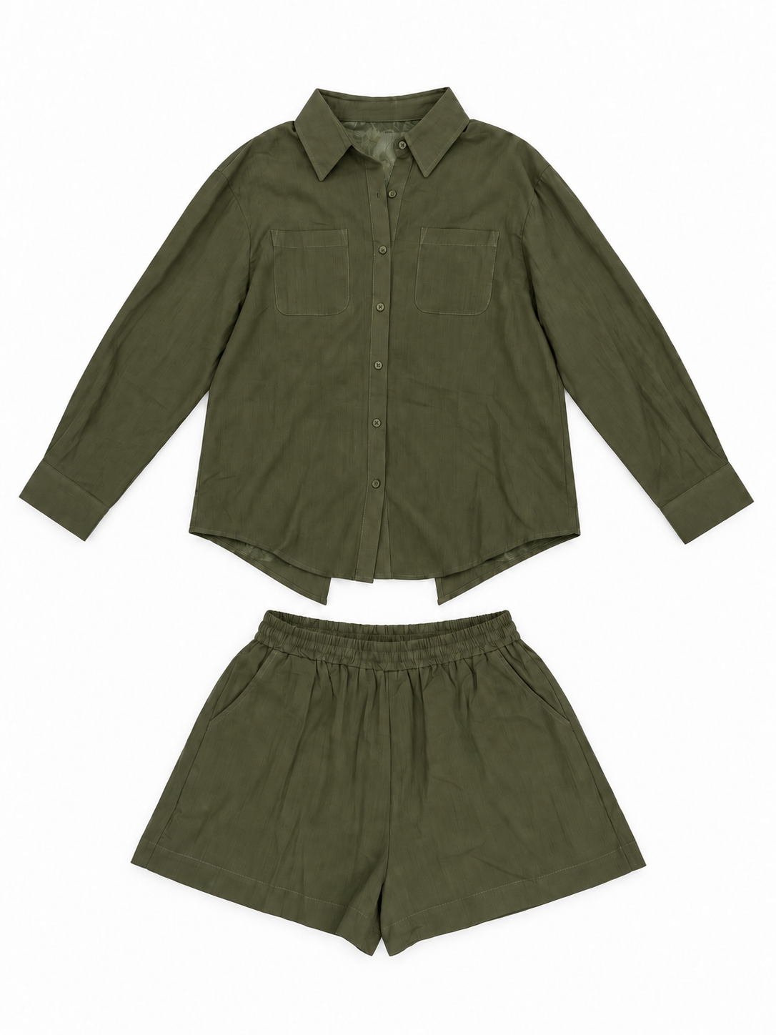 Co-Ord Set of shirt with Lace Details & Short