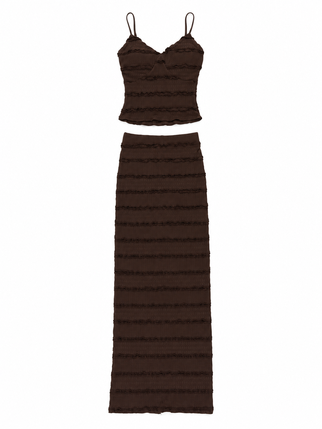 Ruffle Detail Co-Ord Set of Crop Top & Maxi Skirt