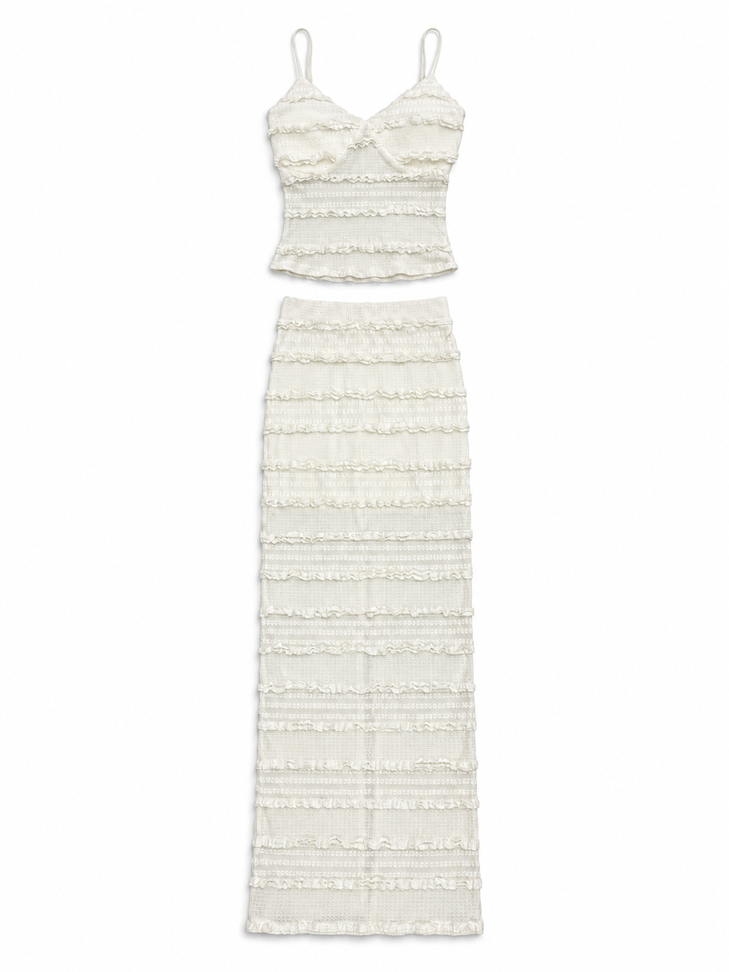 Ruffle Detail Co-Ord Set of Crop Top & Maxi Skirt