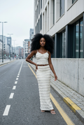 Ruffle Detail Co-Ord Set of Crop Top & Maxi Skirt