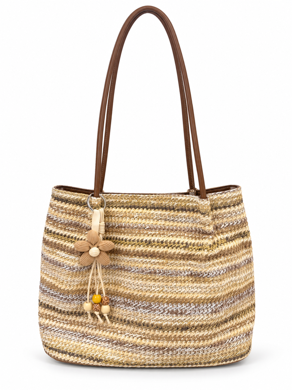 Sand Stripe Woven Tote Bag