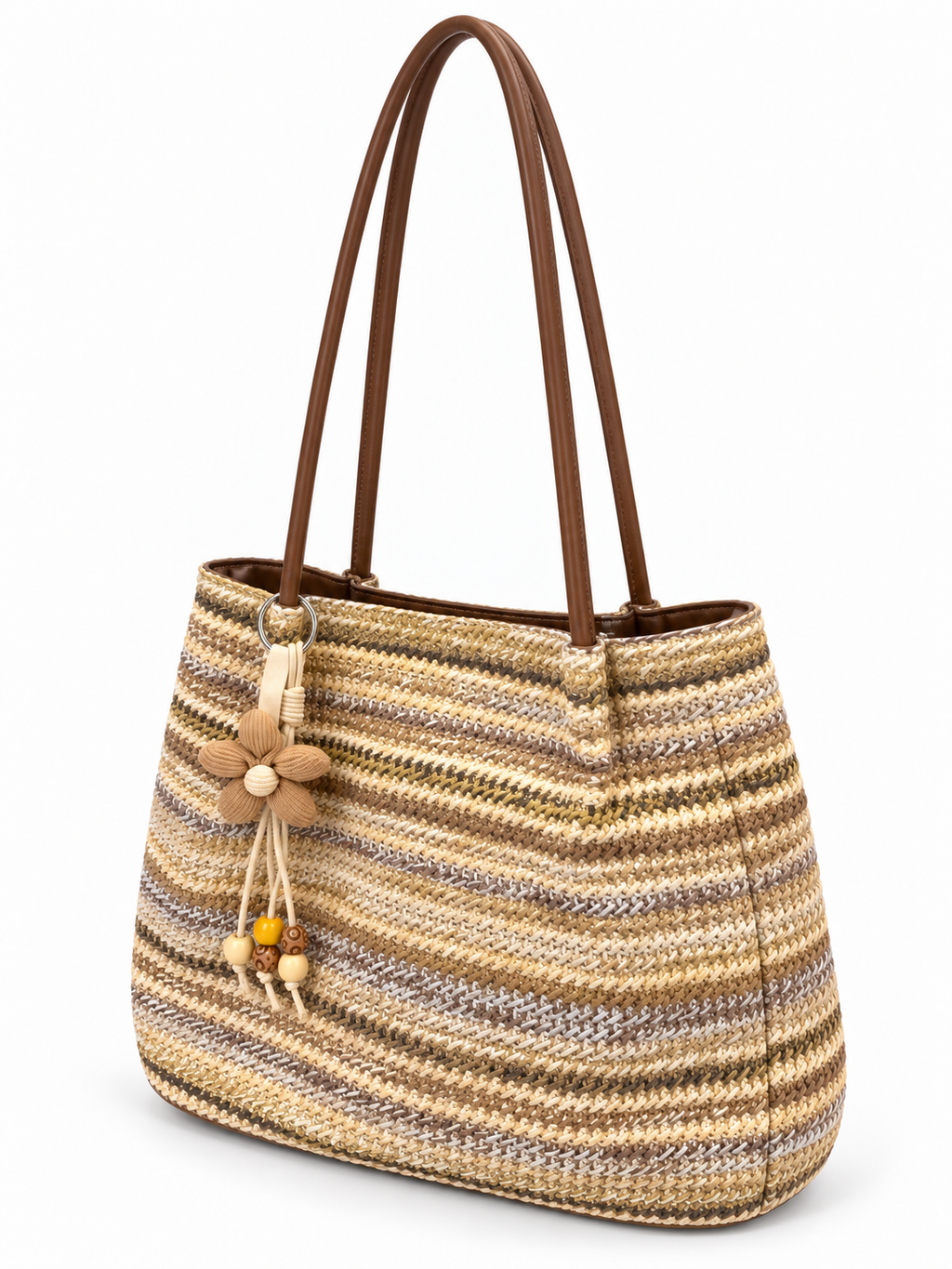 Sand Stripe Woven Tote Bag