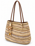 Sand Stripe Woven Tote Bag