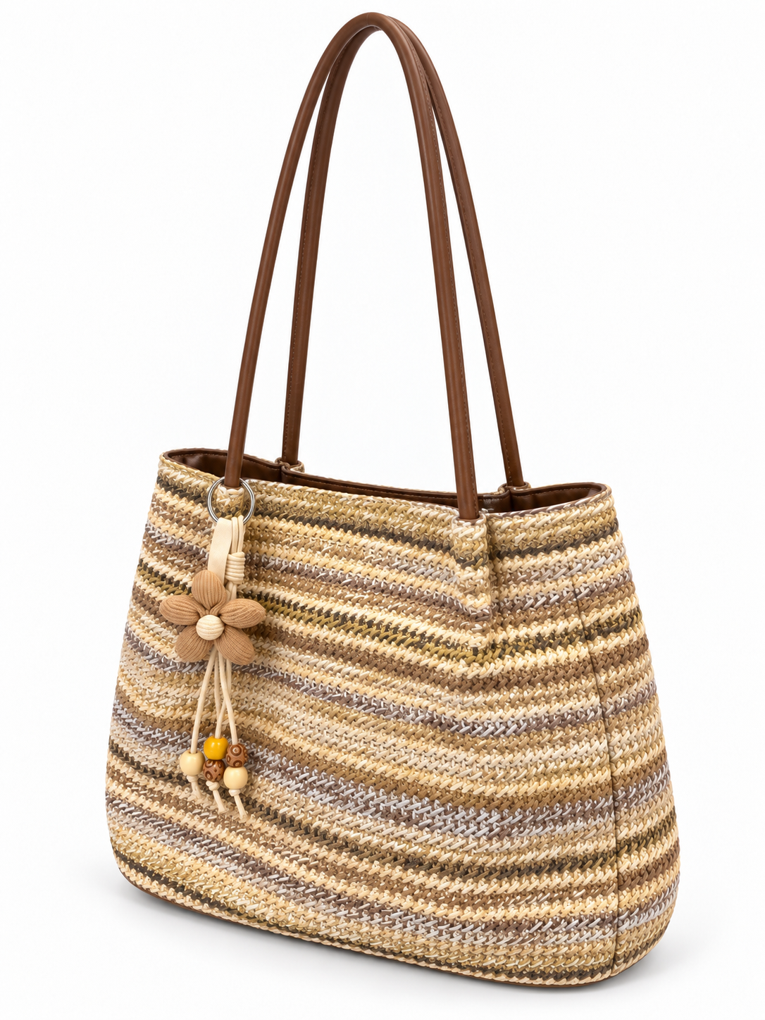 Sand Stripe Woven Tote Bag
