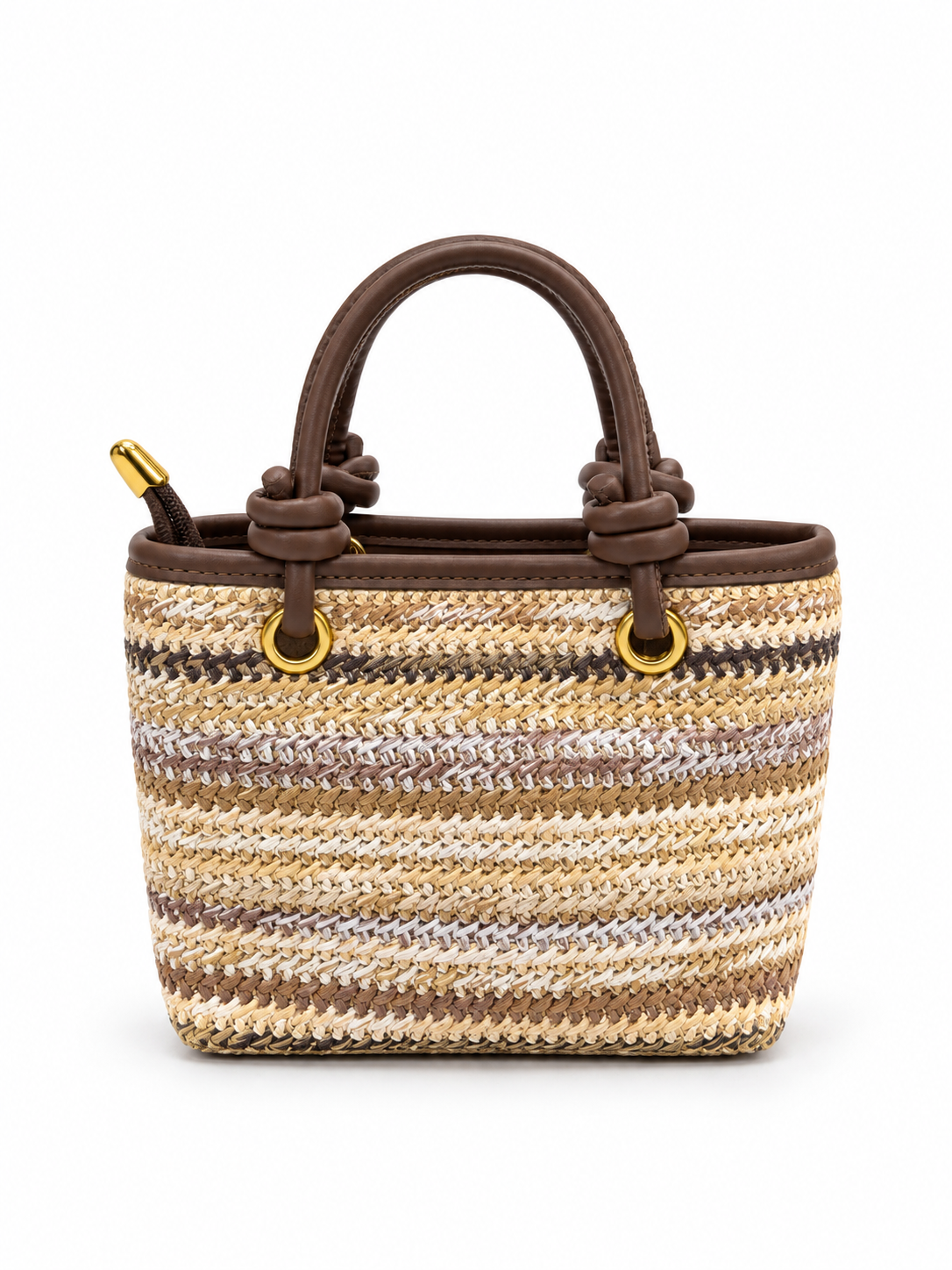 Sand Stripe Woven Mini Tote Bag